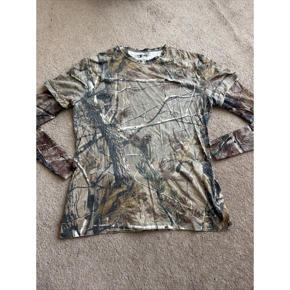 Realtree T-Tats Shirt Womens Large Camouflage Camo Long Sleeve Outdoor Hunting